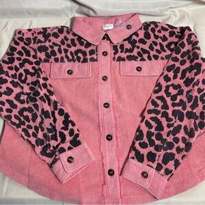 Pink Leopard Button Down Shirt
